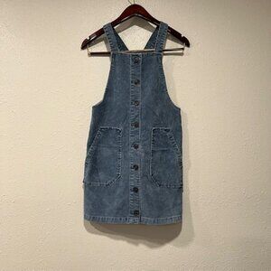 American Eagle Corduroy Button Up Overall Mini Dress - Blue - Size XS - Women's